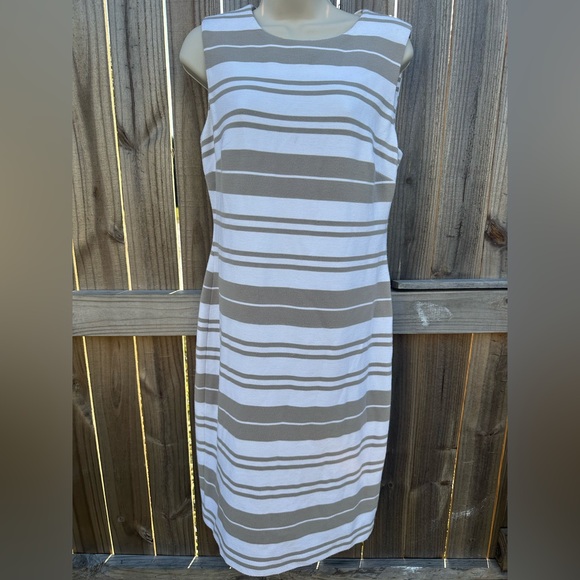 Calvin Klein Striped Sleeveless Midi Dress – Size 8 - Picture 1 of 5